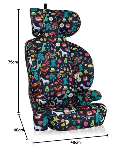 Cosatto Ninja 2 iSize Car Seat - from 100-150cm, Approx 4 Years - 12 Years, R129 High Back Booster, 10 Position Headrest, Easy Install Seatbelt or ISOFIX Fitting, Forward Facing (Carnival)