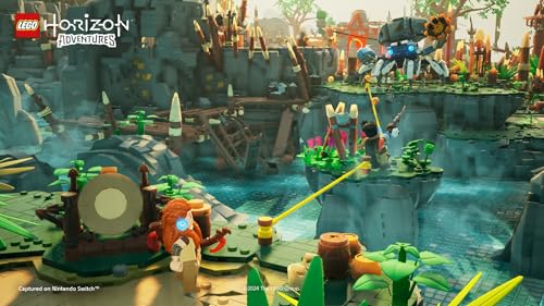 LEGO Horizon Adventures Nintendo Switch game cartridge with colorful cover art featuring characters from Horizon series