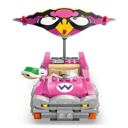 LEGO Super Mario Wario & King Boo interactive figures with two cars, set for play and display, featuring detailed Mario Kart-themed accessories.