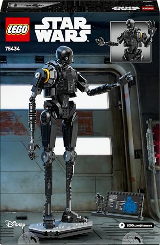LEGO Star Wars 75434 K-2SO Security Droid figure, posable with information plaque, displayed on a neutral background.