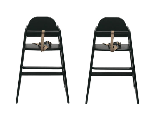 Safetots Two Pack of Simply Stackable Wooden High Chairs, Black, Highchairs for Baby and Toddler, Stylish and Practical, Baby Highchairs for Your Home or Space Saving High Chairs for Restaurant