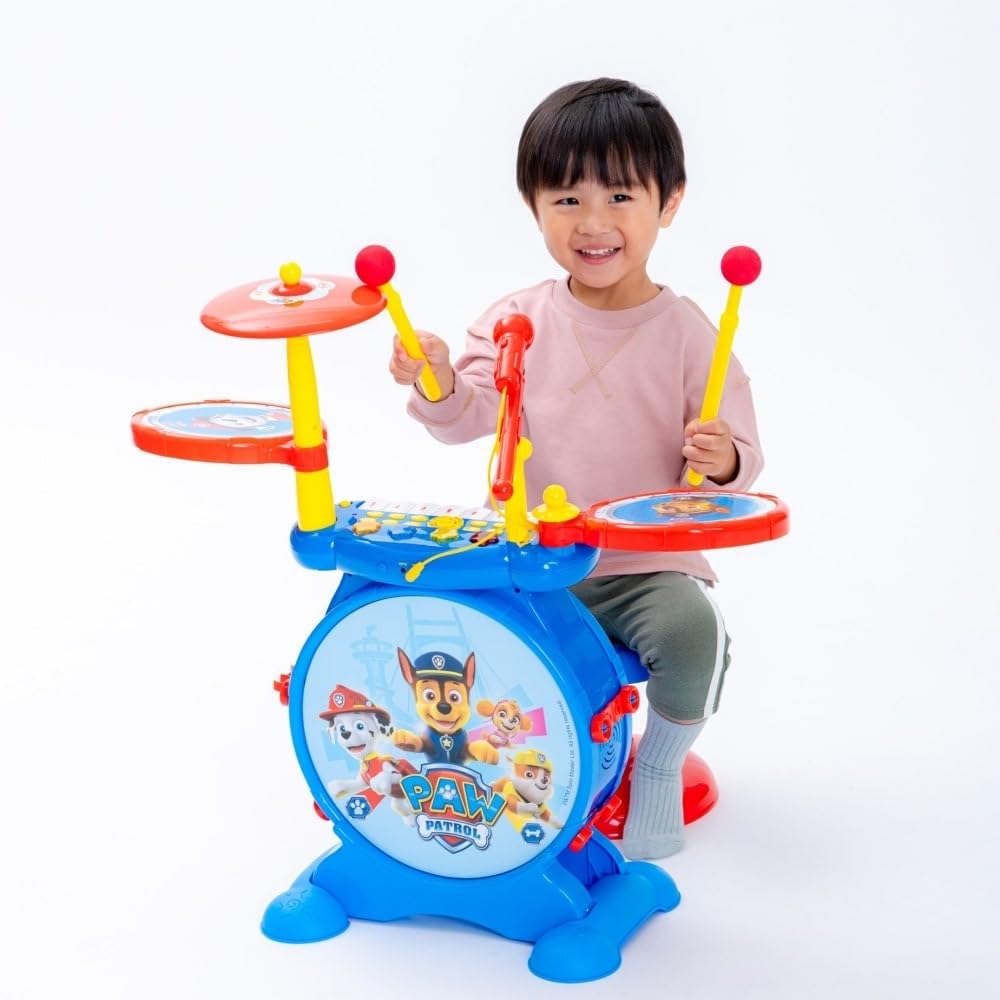 Lexibook, Paw Patrol, Electronic Set for Children, Musical Toy Game, Realistic Drum Sound, 8-Keys Keyboard, MP3 Plug, seat Included, Blue/red, K610PA