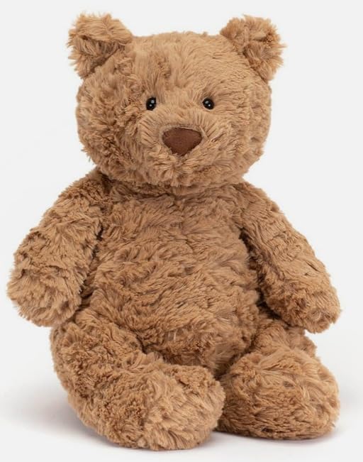 Brown Jellycat Medium Bartholomew Bear sitting upright, showcasing its soft fur and friendly expression.