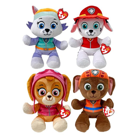TY Paw Patrol Beanie Babies Set of 4 – Marshall, Skye, Everest, Zuma – Soft Plush Toy for Kids, Collectible, Cuddly Plushies, Soft Play Toy for Boys and Girls