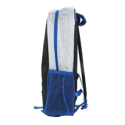 PlayStation unisex black and blue backpack with logo, lightweight polyester, 46cm height, 30cm width, and 11cm depth.