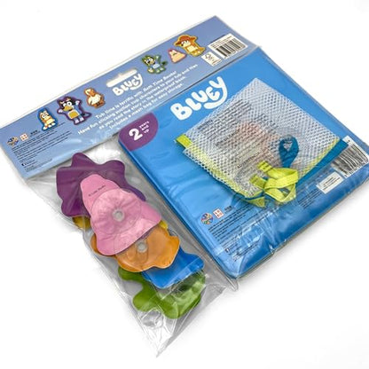 Bluey The Beach Bath Time Books - Activity Books for kids, Bath book, 6 Padded suction cups, 1 Mesh bag