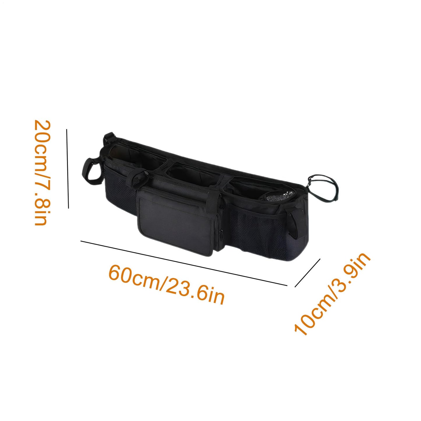 Double Stroller Organizer - Spacious Water Proof Organization with 3 Compartments | Baby Stroller Organizers,for Daily Baby Parents Home Outdoor Camping Walking Home