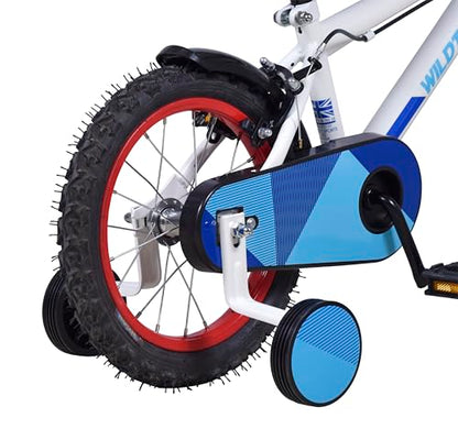 Wildtrak - 14 Inch Bike for Children 3-5 Years Old with Training Wheels - White and Blue