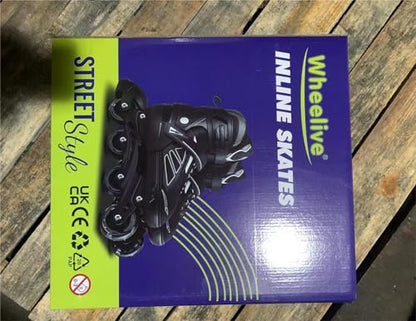 Wheelive Adjustable Inline Skates for Kids, Performance Roller Skates with Full Light Up Wheels Ideal for Boys, Girls, Beginners, Adults