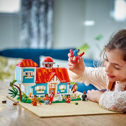 LEGO | Disney Lilo and Stitch Beach House Building Toy with 6 Rooms, Rooftop Observatory, a Spaceship and 5 Minifigures - Birthday Gift for 9+ Year Old Girls, Boys & Fans - 43268