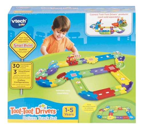 VTech 148103 Toot-Toot Drivers Deluxe Car Track Set Baby Toy, with 30 Track Pieces, Suitable for 1, 2, 3+ Year Olds, English Version