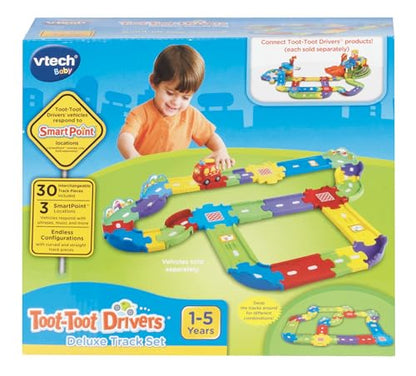 VTech 148103 Toot-Toot Drivers Deluxe Car Track Set Baby Toy, with 30 Track Pieces, Suitable for 1, 2, 3+ Year Olds, English Version