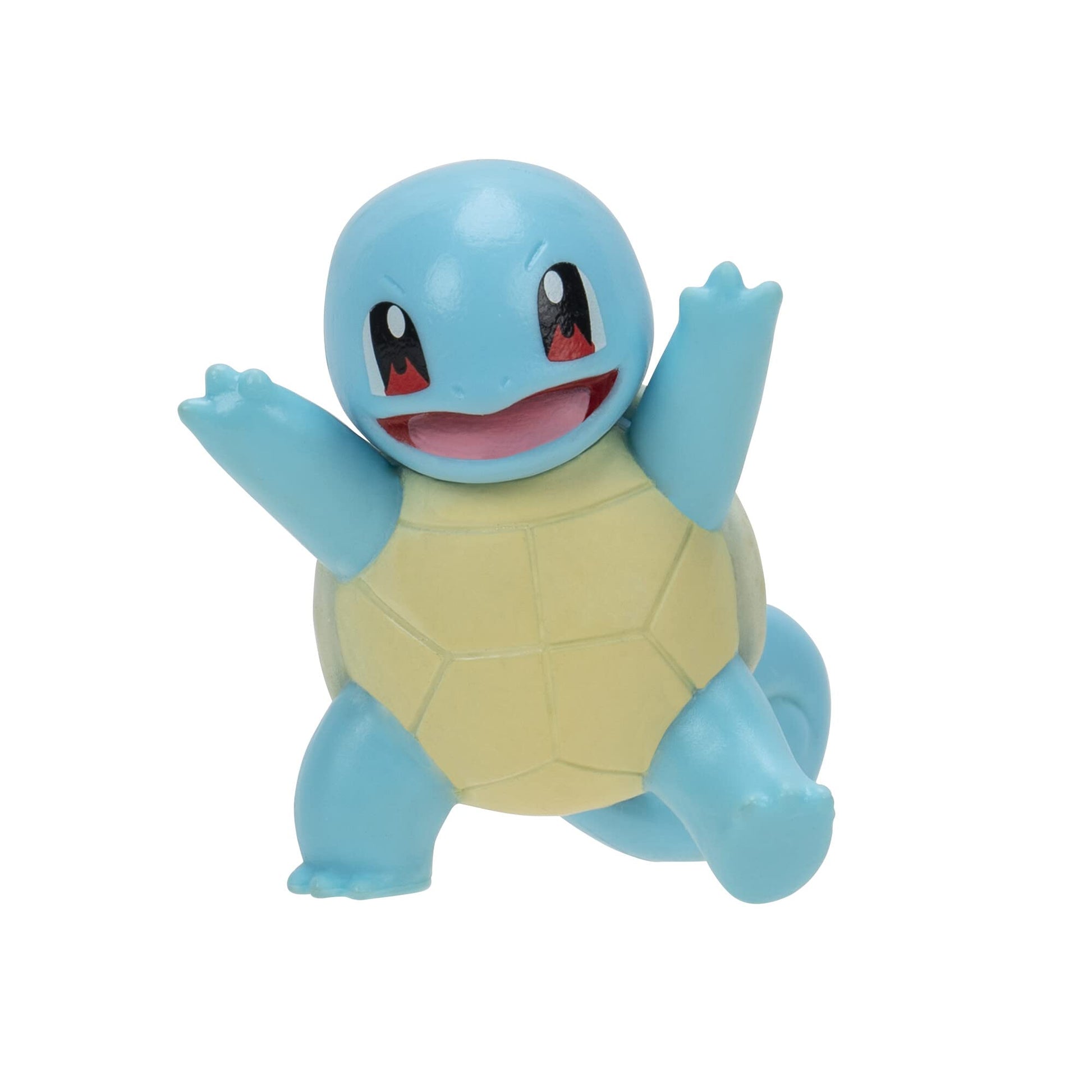 Six 2-inch Pokémon figures including Pikachu, Squirtle, Charmander, Bulbasaur, Mimikyu, and Toxel in detailed design.