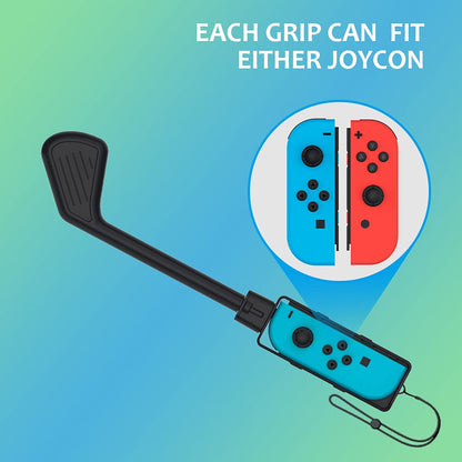 Golf Club for Mario Golf: Super Rush - Nintendo Switch Joy-con Accessories,Mini Golf Clubs Hand Grip Accessories with Wrist Strap for Joy Cons - 2 Pack (Black)