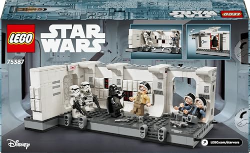 LEGO Star Wars Boarding the Tantive IV set with minifigures, including Darth Vader and ARC Trooper Fives, interactive features.
