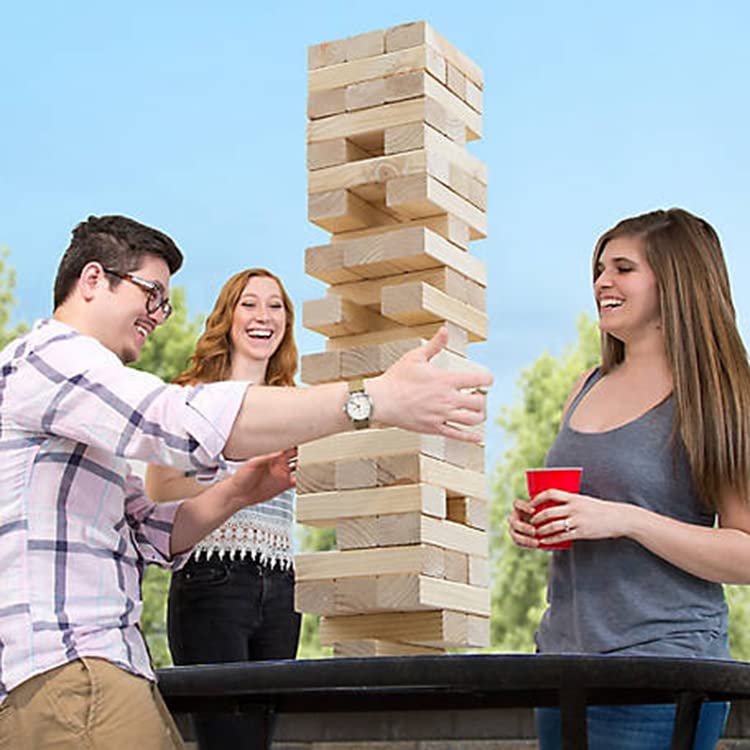 TUAHOO Outdoor Garden Games Tumble Tower (Stack 0.6 M up to 1.5 M), Large Tumbling Timber Wooden Blocks Stacking Game for Kids Adults Family Fun