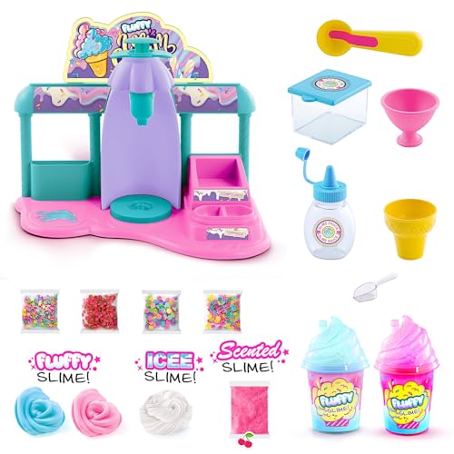 Pink So Slime DIY Fluffy Ice Cream Factory kit with fun decorations and accessories for making safe, glue-free slime sundaes for ages 6+
