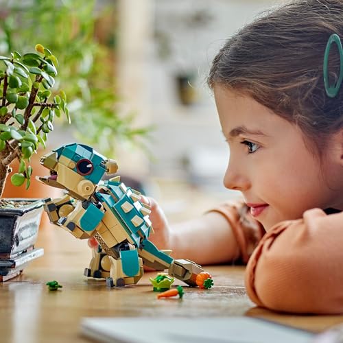 LEGO Jurassic World Baby Bumpy Ankylosaurus toy set for kids, featuring detailed dinosaur design and adventure elements.