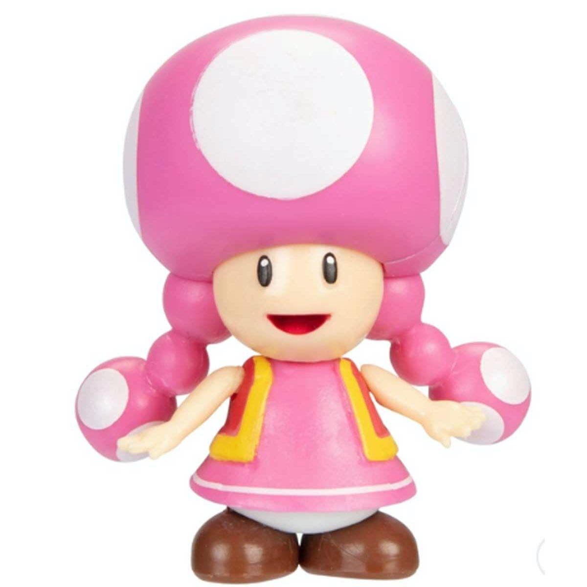 Super Mario World of Nintendo Toadette articulated figure, 6.3 cm, detailed plastic toy from the Super Mario series.