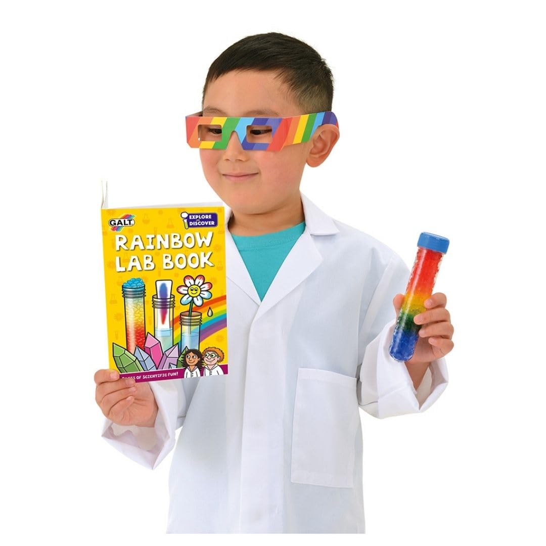 Galt Rainbow Lab children's science kit with colorful crystal experiments, STEM toys for kids ages 5 and up.