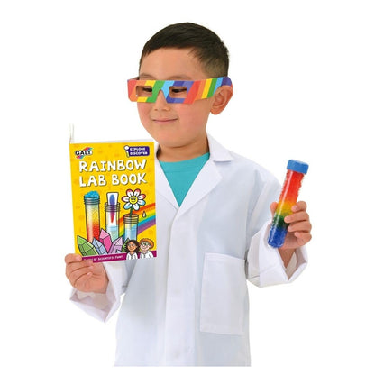 Galt Rainbow Lab children's science kit with colorful crystal experiments, STEM toys for kids ages 5 and up.