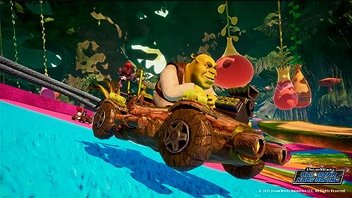 Dreamworks All-Star Kart Racing Nintendo Switch game cover featuring cartoon characters in colorful karts.