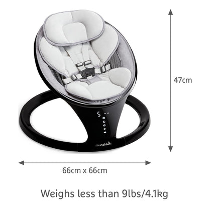 Munchkin Electric Baby Swing | Bluetooth Enabled Baby Bouncer Chair & Rocker | Portable Rocker & Gentle Bouncing Chair with Motion and Sounds| Black