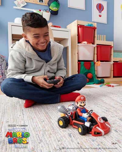 THE SUPER MARIO BROS. MOVIE Nintendo Mario R/C Car With Tail Pipes Light and Rumble Features, Inspired By The Super Mario Movie. The For Kids Aged 3+