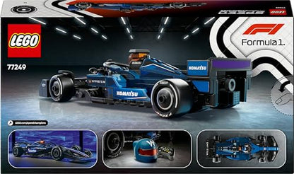 LEGO Speed Champions Williams Racing FW46 F1 race car toy with a collectible driver minifigure on a display stand.