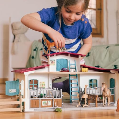 SCHLEICH Horse Club - 115 PC Lakeside Riding Center Horse Toy Playset with Horses and Riders, Barn and Farm Figurine Accessories - Farm Toys for Girls and Boys - Realistic Kids Toys Ages 5+ | 42567