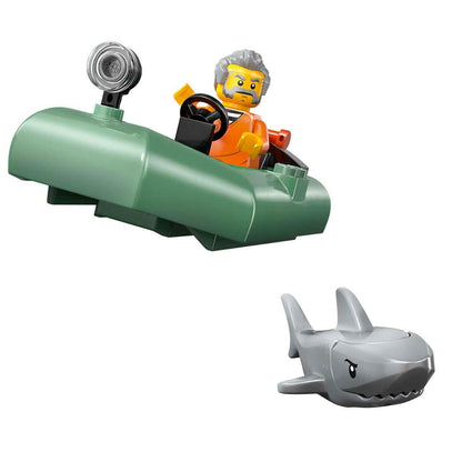 LEGO City Police Boat Chase Set - incl. 2 Boat Toys, 3 Minifigures & a Shark Animal Figure - Gift for 6+ Year Old Boys & Girls - 60456