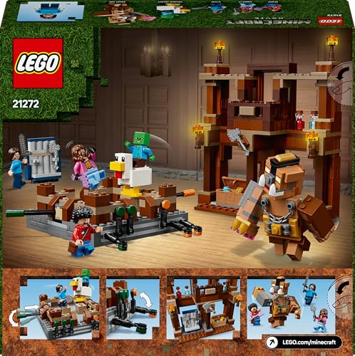 LEGO Minecraft Woodland Mansion Fighting Ring set with Steve, Garret, Henry Minifigures and Baby Zombie in action.