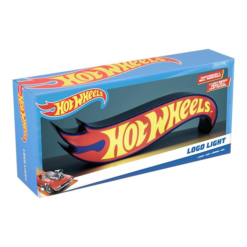 Hot Wheels Logo Light - Officially Licensed Racing Logo Icon Night Light, Racetrack Play Room Decor and Gift for Boys and Girls, Toy Car and Bedroom Accessory and Nightlight for Kids | Paladone