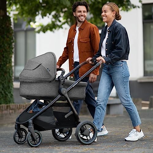 Maxi-Cosi Zelia S Trio 3-in-1 Prams Travel System, 0 - 4 Years, Up to 22 kg, Foldable, Compact and Reclining Baby Pushchair, with CabrioFix S i-Size Baby Car Seat, Accessories, Nursery Bag, Grey