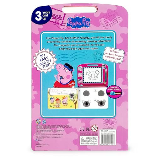 Peppa Pig Peppa's Adventures Read & Doodle - Learning resources for kids, a magnetic drawing pad, an easy-to-use pen, 22-page board book for reading and drawing