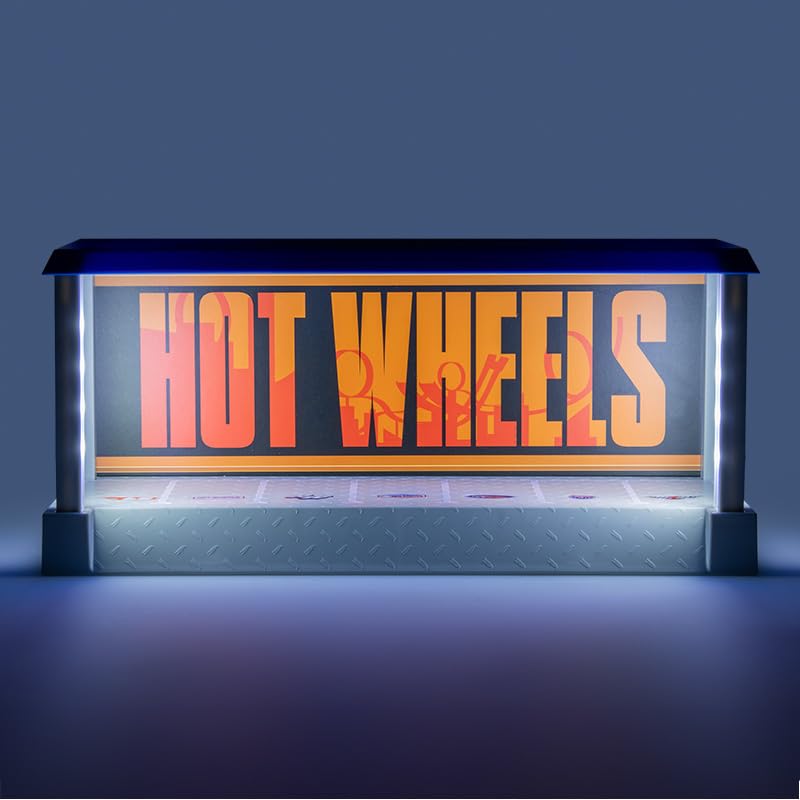 Hot Wheels Garage & Display Light - Officially Licensed Mattel Merchandise, Light Up Case Holds 7 Cars, Customisable Background, Gift for Collectors | Paladone