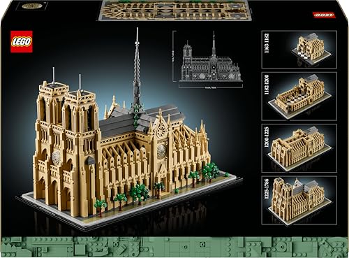 LEGO Architecture Notre-Dame de Paris Set, Model Kit for Adults to Build, Home or Office Décor, Collectible Gift for History-Loving Men, Women, Him or Her 21061