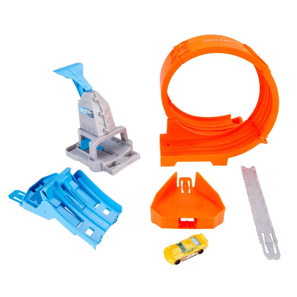 Hot Wheels Loop Stunt Champion Track Set with Dual-Track Loop, Dual Launch, Spring Ramp & 1 Hot Wheels Car for Kids 4 Years Old & Older, GTV13