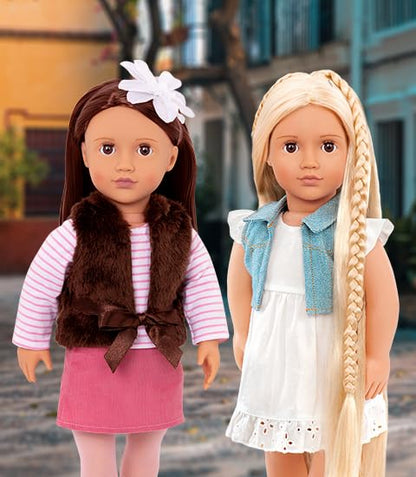"Our Generation BD31022Z 46-cm Flower Sienna Doll with long, straight brown hair Includes Dress and Shoes, for Children aged between 3 to 10 years old, Various"
