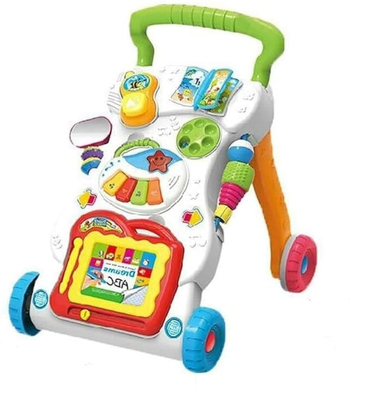 M.J COMFY-LIFE baby walking toy with music and activities, 2-in-1 push walker and sit-play toy for toddler learning and development