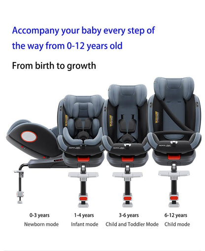 Aveainelle Plus 360 rotating infant and toddler car seat with base, footrest, and canopy in plus gray color.