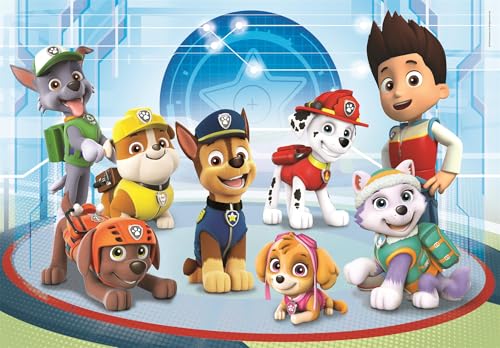 Clementoni 24-piece Maxi Puzzle featuring Paw Patrol characters, suitable for children, with colorful puzzle pieces and playing scene.