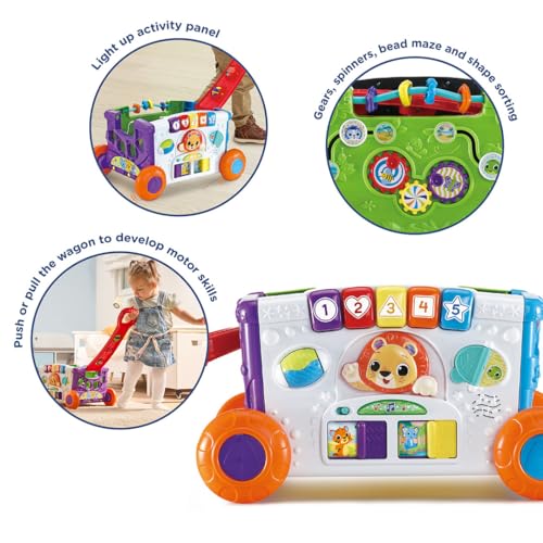 VTech Baby Sort & Discover Activity Wagon, Pull Along Light-up Activity Panel with Manipulatives, Animals, Numbers & Colours, Interactive Toy, Gift for Toddler 12, 18, 24 months +, English version