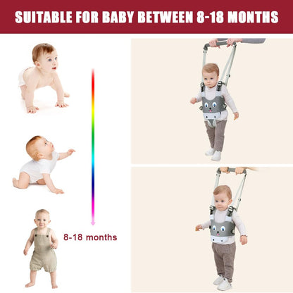 Vicloon Baby Walking Harness, Safe Walking Belt, Hand-Held Baby Walker, Removable, Adjustable Walking Harness, Breathable Handheld Baby Walker Toddler Walking Assistant - Grey Puppy