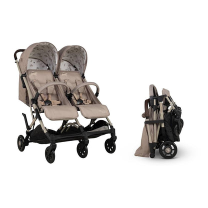 Cosatto Yo Double Stroller, Twin Baby Pushchair, Lightweight Compact Fold, Birth to 22kg, UPF 100+, Free Raincover (Lollop)