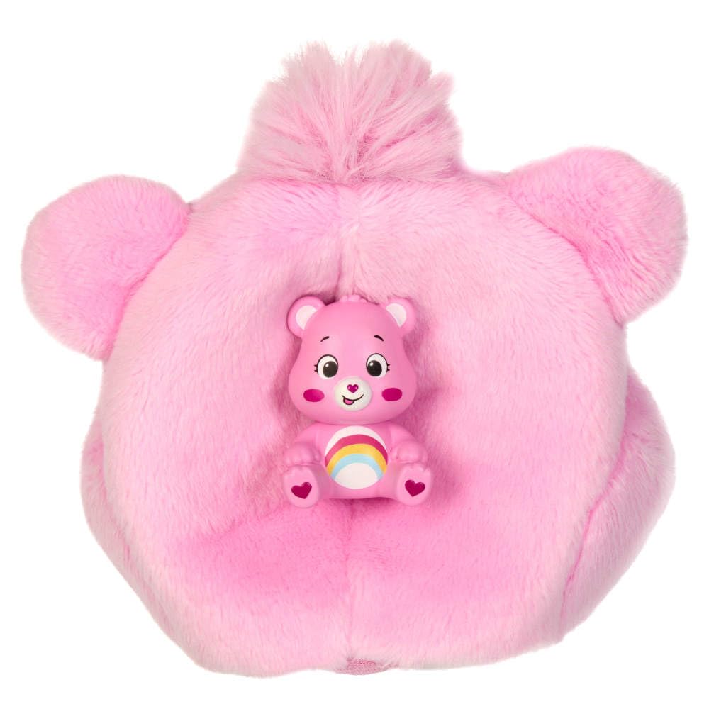 Barbie Cutie Reveal Care Bears Series doll with Cheer Bear plush costume, accessories, and surprises including color change features.