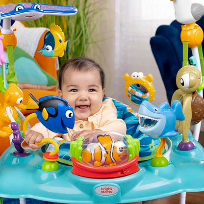 Bright Starts Disney Baby Finding Nemo Sea of Activities Jumper with lights, music, ocean sounds, adjustable height, and 360° rotation.