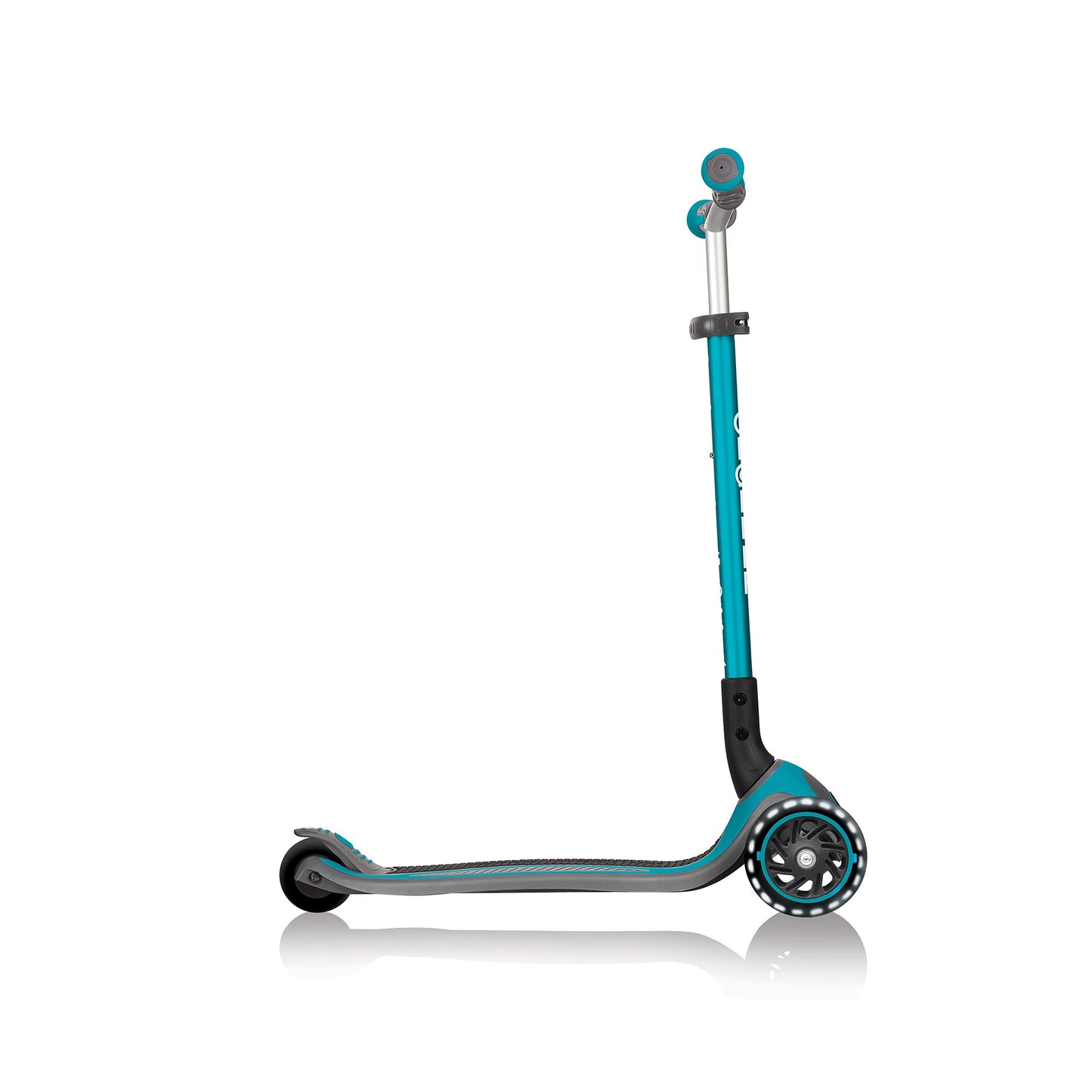 Globber Master Folding Scooter with Light Up Wheels and 5 height adjustable handlebars 74-94cm Suitable from 4 years max user weight 50kg (Teal), One Size