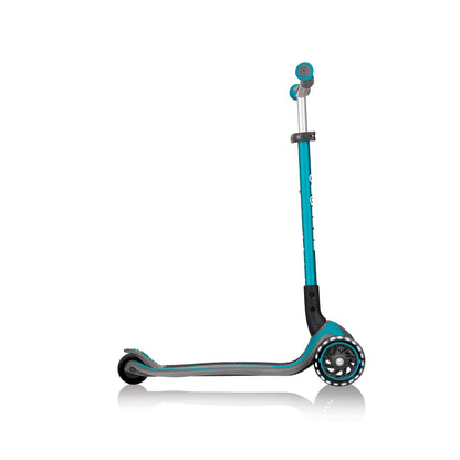 Globber Master Folding Scooter with Light Up Wheels and 5 height adjustable handlebars 74-94cm Suitable from 4 years max user weight 50kg (Teal), One Size