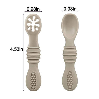 PandaEar Silicone Baby Spoons for Self Feeding 4-6 Months | 6 Pack Weaning Utensils | Toddler Feeding Spoon | BLW | BPA Free